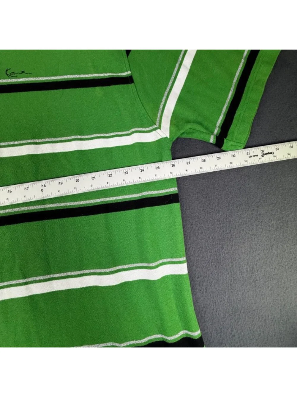 VTG Karl Kani Gold Polo Green/Black/White Striped Shirt Men’s Size 3XL EUC